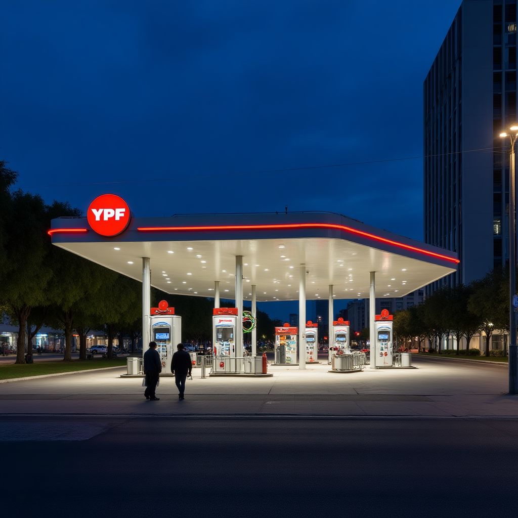 Estación YPF moderna en ciudad